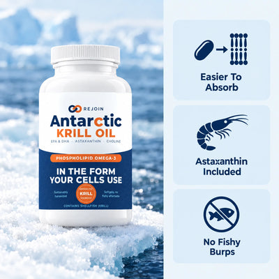Rejoin Antarctic Krill Oil bottle — 2,000 mg a day, four times a typical bottle