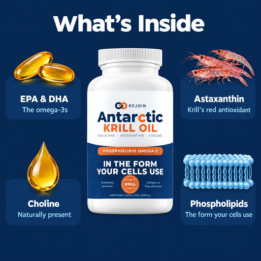 What's inside: EPA 280 mg, DHA 140 mg, marine phospholipids 800 mg and naturally occurring astaxanthin